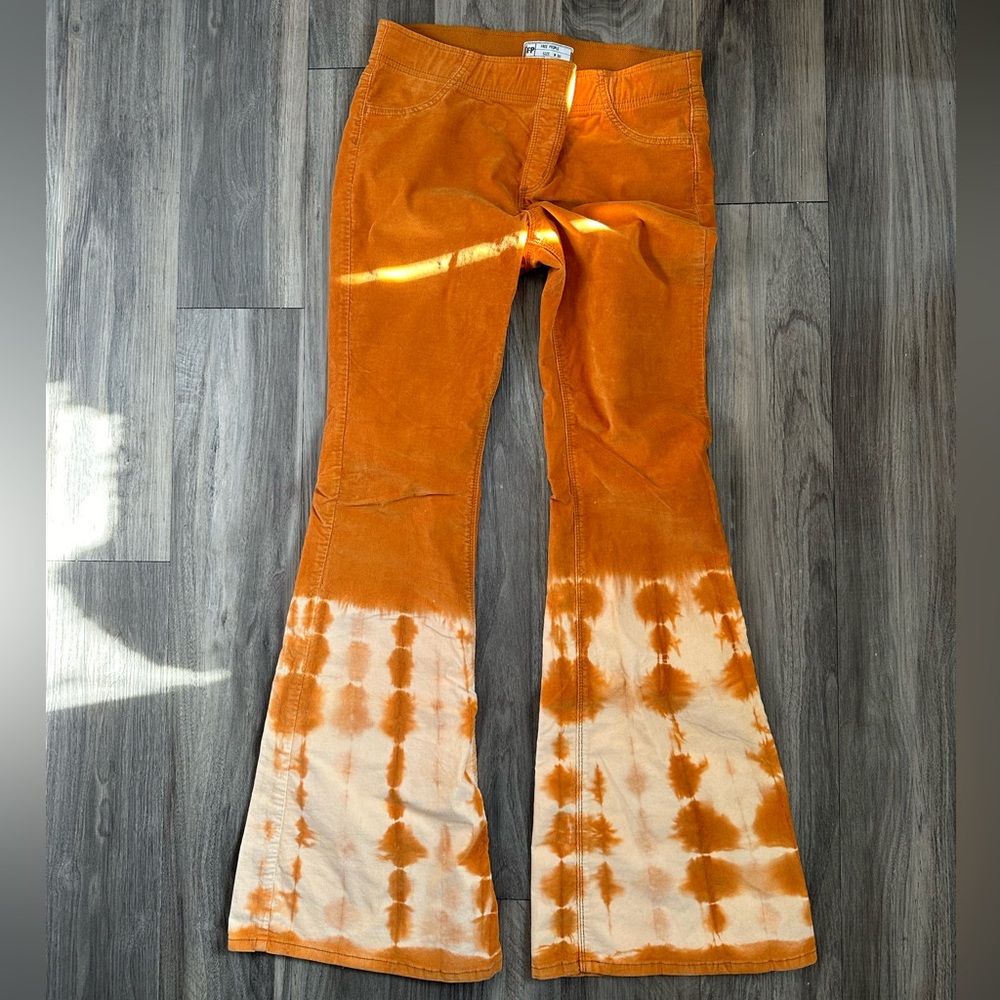 Free People Tie Dye Pull On Cord Flare Pants Size 30